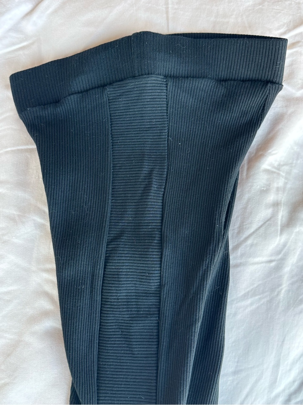 Black Ribbed Stretch Leggings
